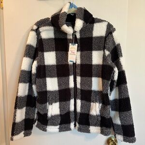 Women's Black and White Checkered Teddy Jacket